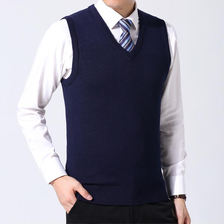 Men's V-Neck Plus Size Wool Vest - Casual Autumn/Winter Knitted Pullover, Sleeveless Sweater for Middle-Aged and Young