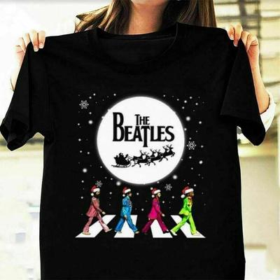 Camiseta Unisex Top Santa The Beatles Cruzando Abbey Road Navidad, Tallas S a 5XL