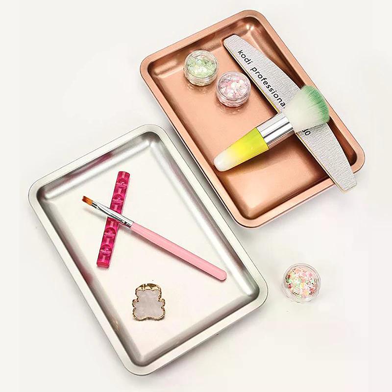 Plateau Métallique Fack pour Nail Art Plateau de Rangement Cosmétique en Acier Inoxydable Plateau à Bijoux Assiette Plateau Chirurgical de Médecin Outil de Rangement de Bureau