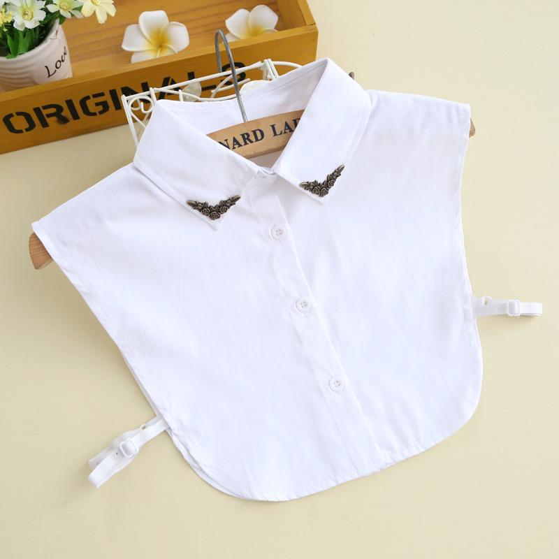 Журнал Универсальная рубашка с искусственным воротником Винтажное кружевное жемчужное ожерелье Женское хлопковое белое 36 черное 47