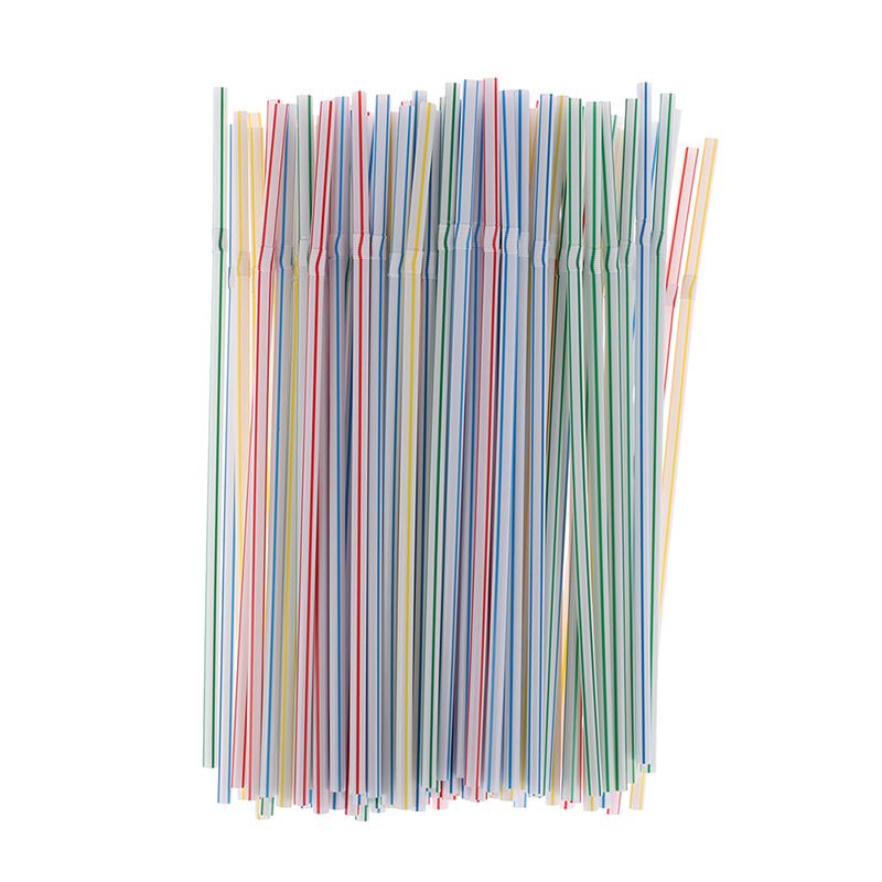 100Pcs/Set Curved Plastic Drinking Straw Cocktail Lounge Wedding Birthday Party