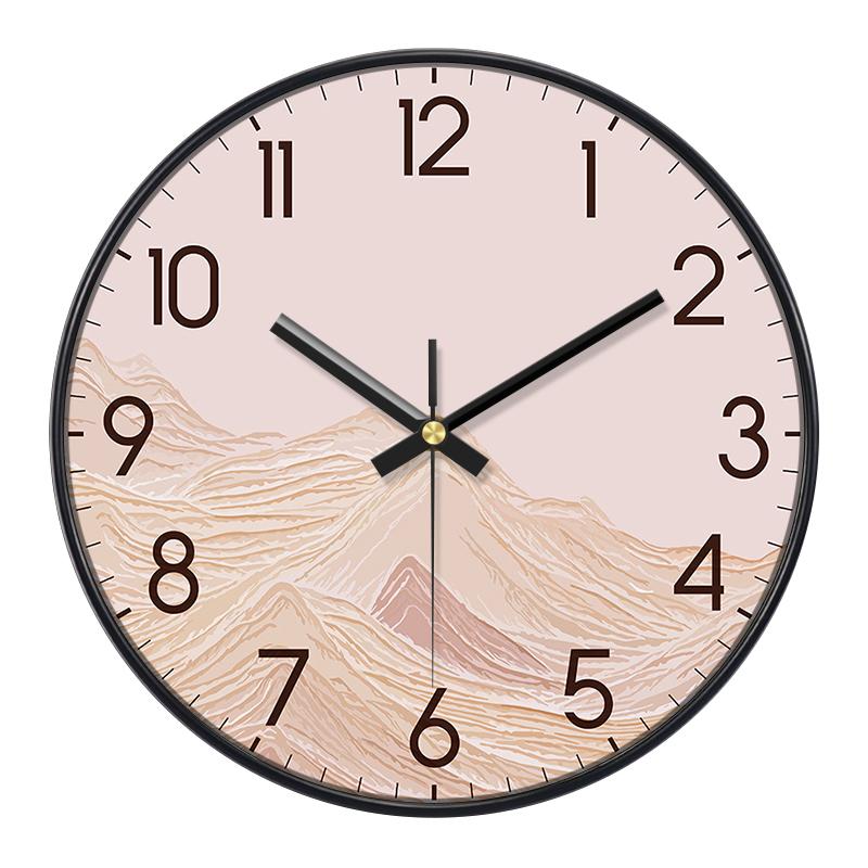 Boho Mountain Wall Clock ABS Frame Light Luxury Abstract Landscape Art Clock for Office Living Room Bedroom Kitchen Home Decor