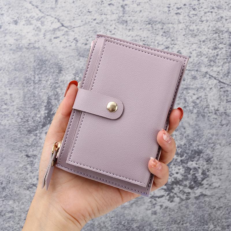 Women's Candy Color Ultra-Thin Zipper Card and Coin Holder