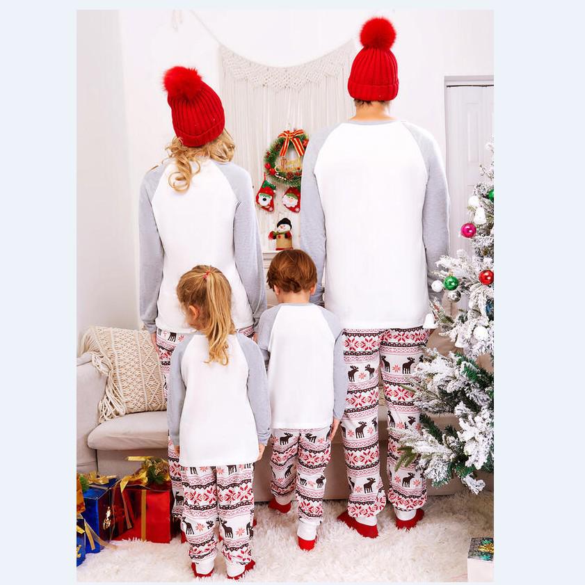 2026 Family of Four Matching Deer Print Christmas Pajamas for Autumn