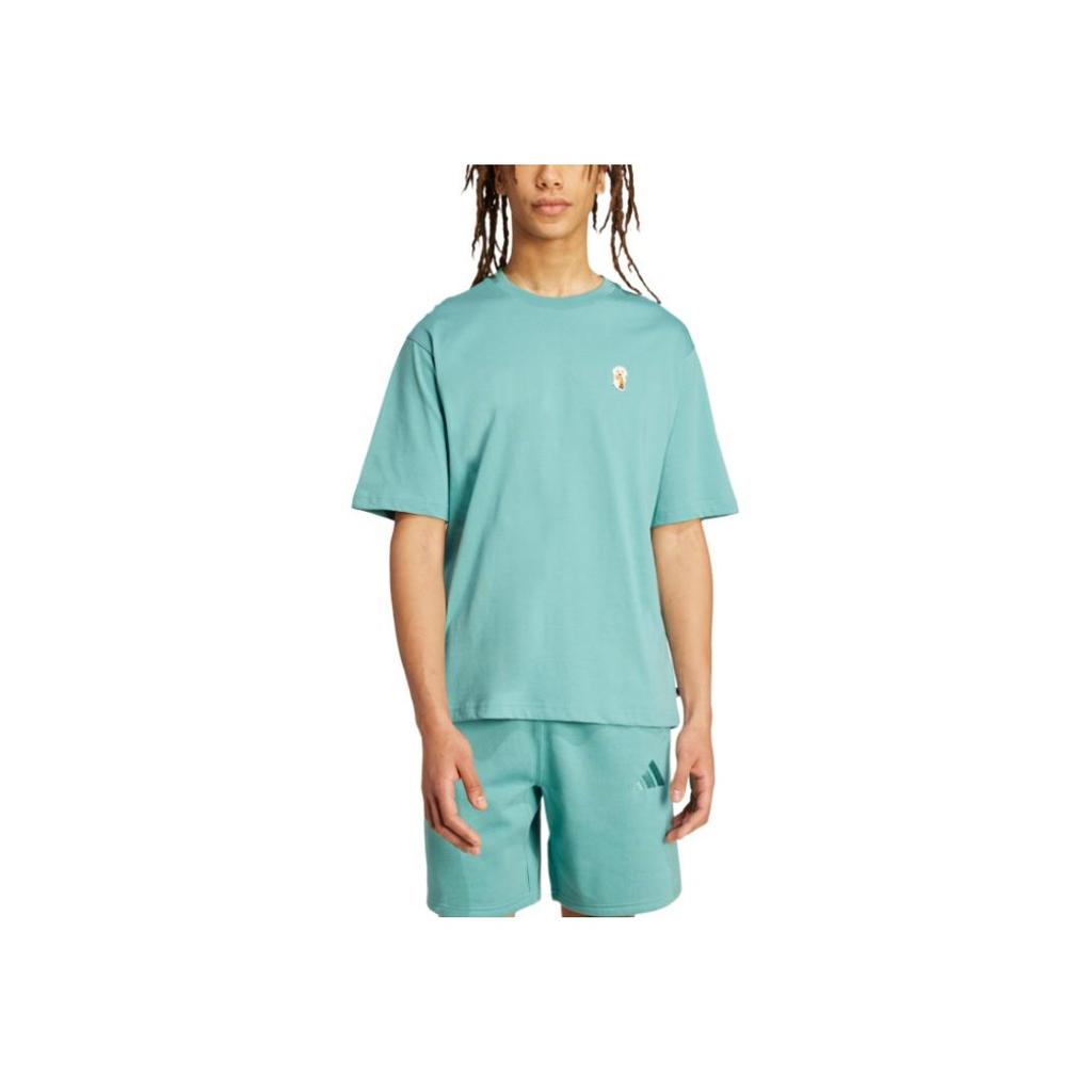 adidas SS25 Dog Sock Patch Graphic T-Shirt Men Tops Powder-Green JL9242