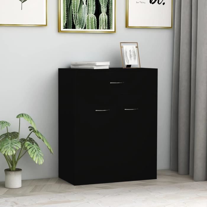Buffet noir - vidaXL - 60x30x75 cm - 2 portes et 1 tiroir
