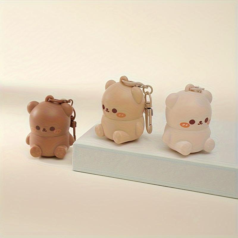 Bálsamo labial de osito para niños, hidratante, antisequedad y antigrietas, con llavero decorativo, cuidado labial.