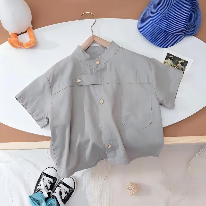 Summer 2025 Japanese-Style Toddler Boys' Short-Sleeve Shirt & Two-Piece Set