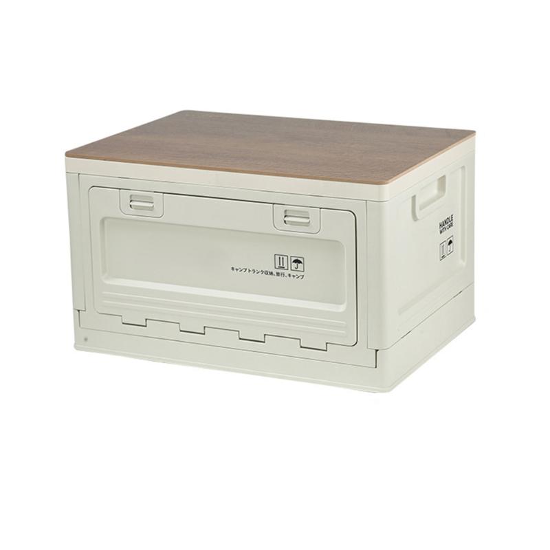 Camping Folding Storage Box Wood Lid, Camping Storage Bin, Foldable Closet Organizers Box Car Storage Container