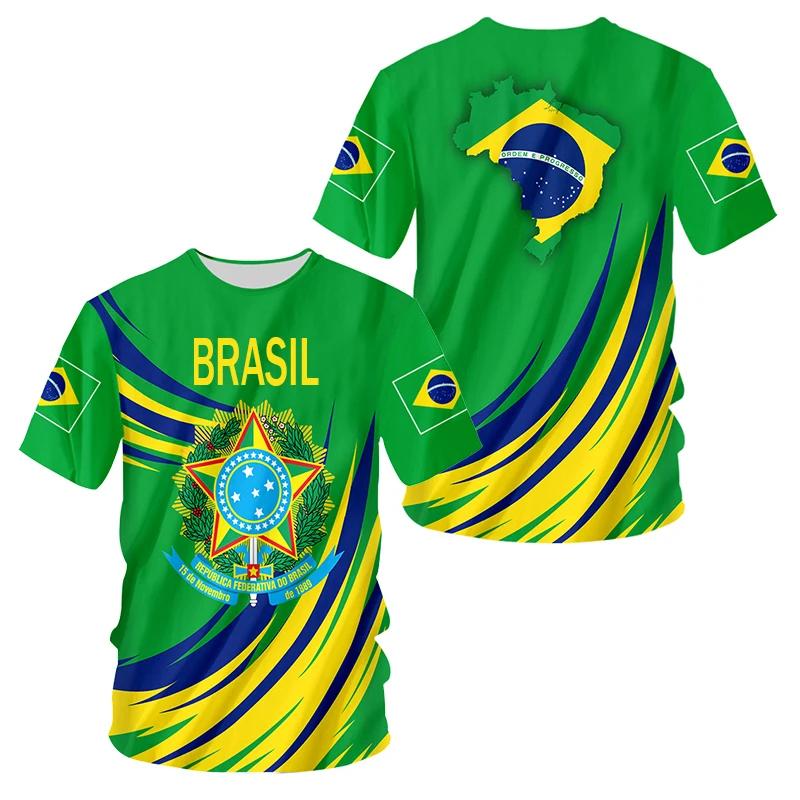 

Brazilian Men s T Shirt O Neck Short Sleeve Fashion Brazil Fiag Print Streetwear Oversized XXS