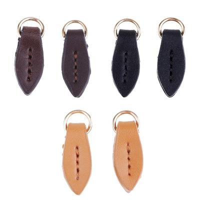 2Pcs Leaf Shape Leather Zipper Sliders Zip Instant Kit for Pants Clothes Replacement