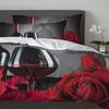 Valentine'S Day Rose Flower Red Wine 3pcs Bedding Set For Double Bed Home Textile Duvet Cover Quilt Cover Pillowcase