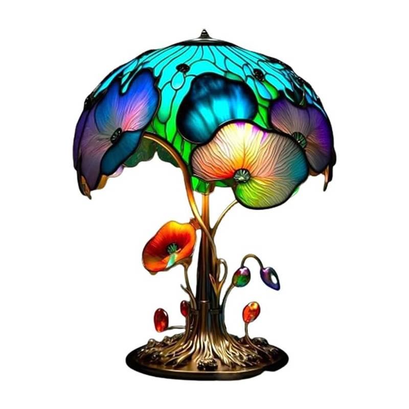 Colorful Resin Flower Mushroom Table Lamp Home Bedroom Decoration Powered Usb