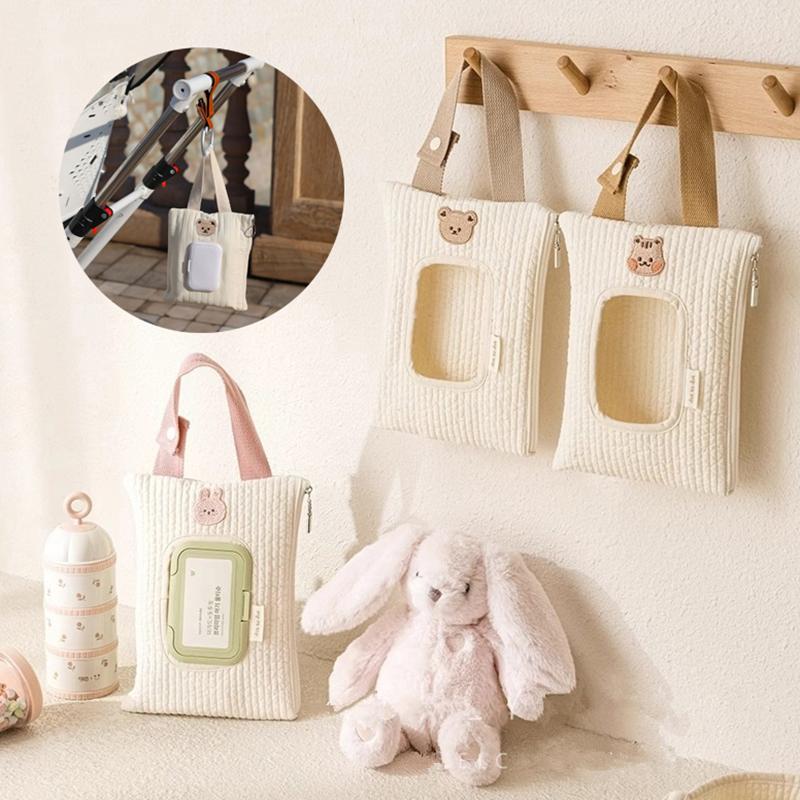 Cartoon Cute Tissue Box Travel Car Portable Handheld Storage Bag Towel Cover Newborn Hanging Bag For Cart Accessories 2024 New