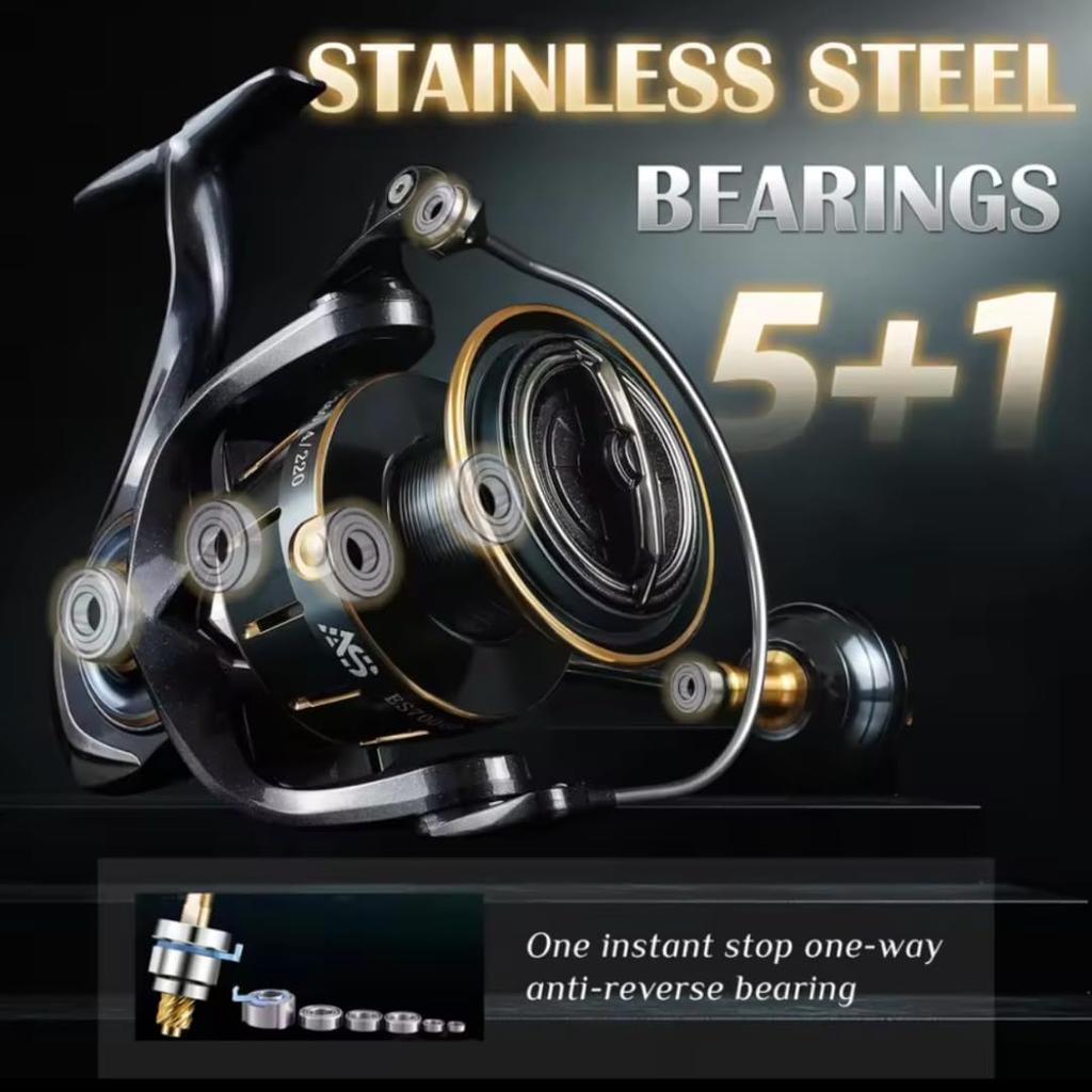 SW 5000 Spinning Max Drag Gear Ratio Weight Interchangeable Threaded Ball Suitable for and Surf Suitable for Multiple Saltwater Fishing Fi's+7 Reel,