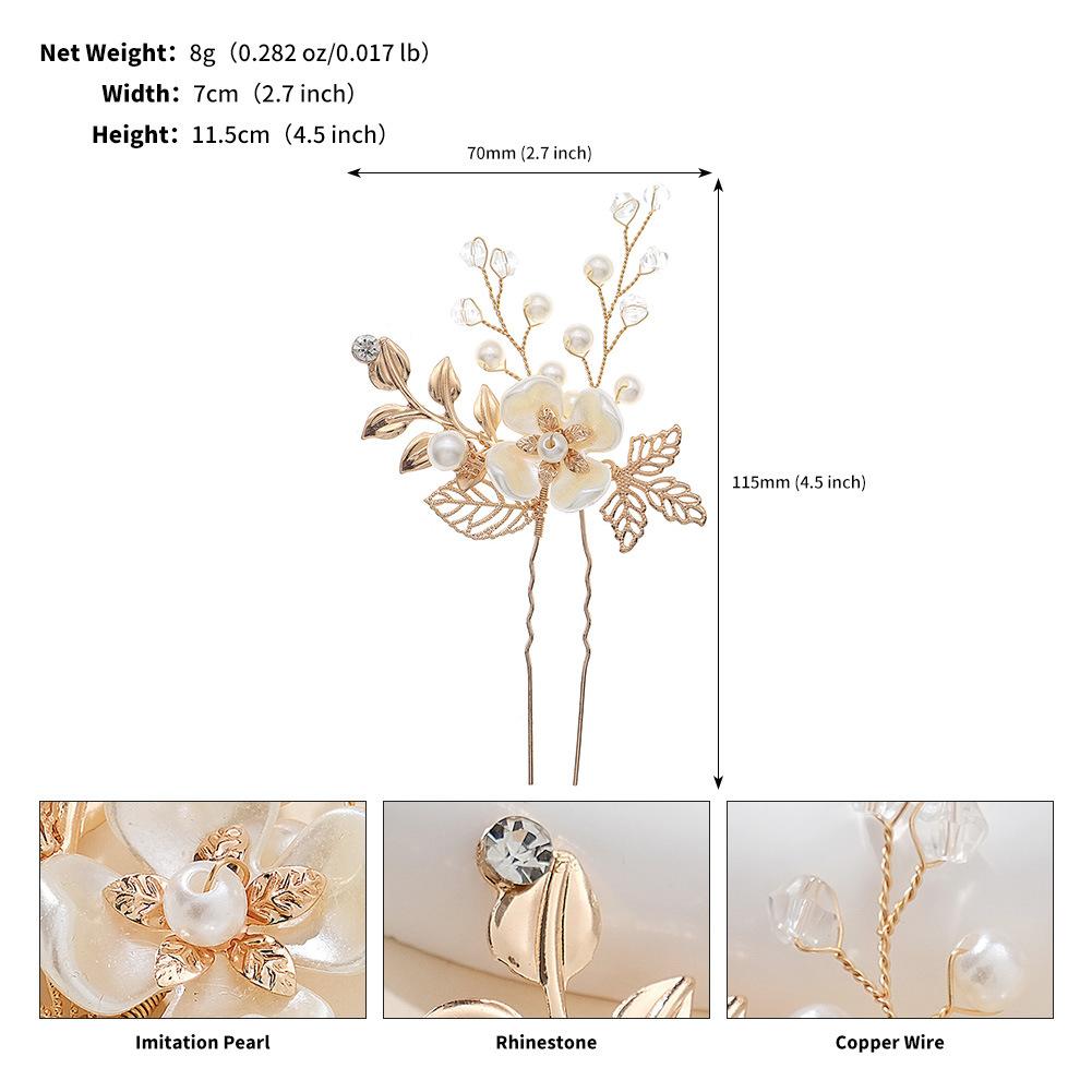 Bridal jewelry, hair accessories, handmade hairpins, dinner party hairpins, golden leaves, pearls, flower pins