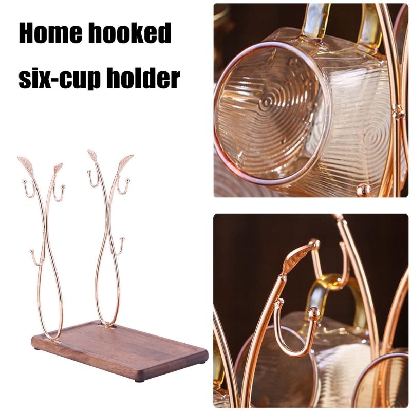 Space Saving Counter Mug Rack Space Efficient Mug Stand with 6 Hook Modern Kitchen and Living Room Cup Rack
