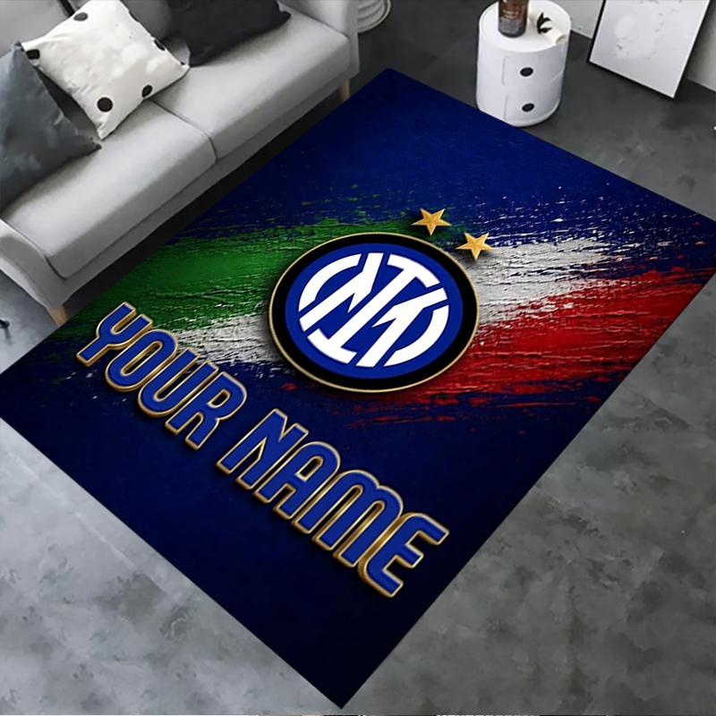 Tappeto Personalizzato Inter Milan per Soggiorno Camera da Letto Casa Decorazione Divano, Tappetino Antiscivolo per Giochi Bambini