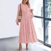 Autumn and winter 2026 new European and American women's clothing fashion V-neck pleated waist long-sleeved long dress dress women