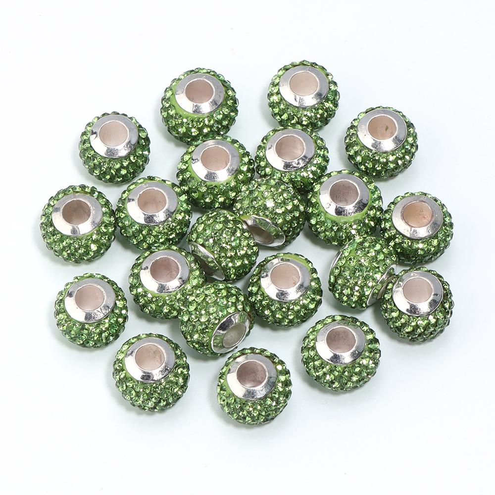 10Pcs/Lot Rhinestone Crystal Shambhala Ball Beads Colorful Polymer Clay Beads Big Hole Loose Spacer Beads For Jewelry Making
