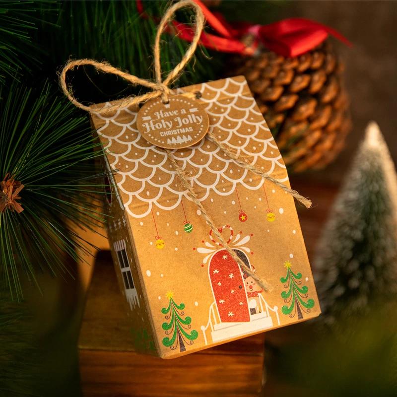 24Sets Advent Calendar Gingerbread House Gift Box Christmas Treat Candy Favor Box with Gift Tag Sticker Countdown Xmas