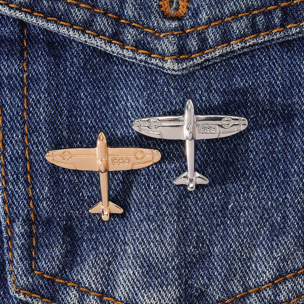 Vintage Golden And Silvery Old Style Fighter Jet Metal Brooches Bomber Shaped Lapel Pins For Sky Dream