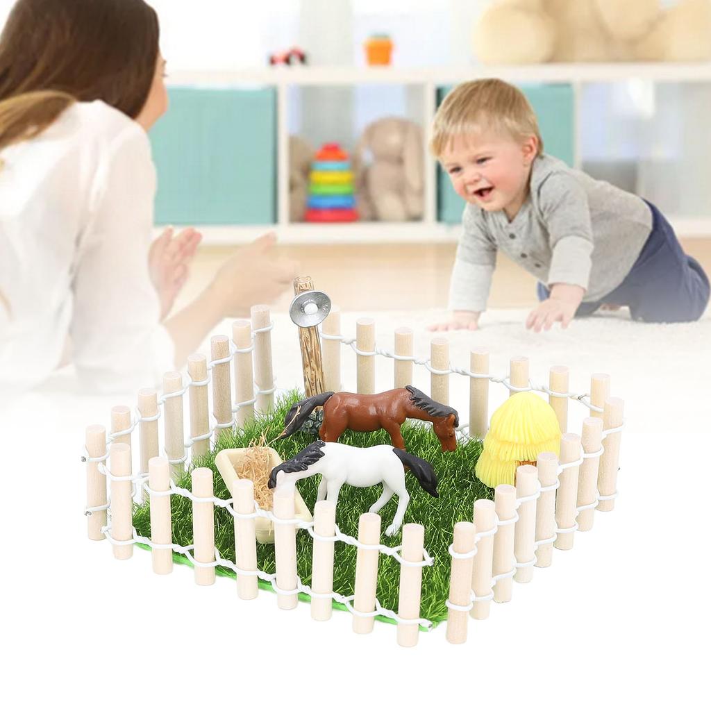 1 : Model Stajni dla Koni Ogrodzenie Skala 12 Model Zagrody Miniaturowej Model Toru Wyścigowego Dekoracyjny Zabawki Małej Stajni dla Koni