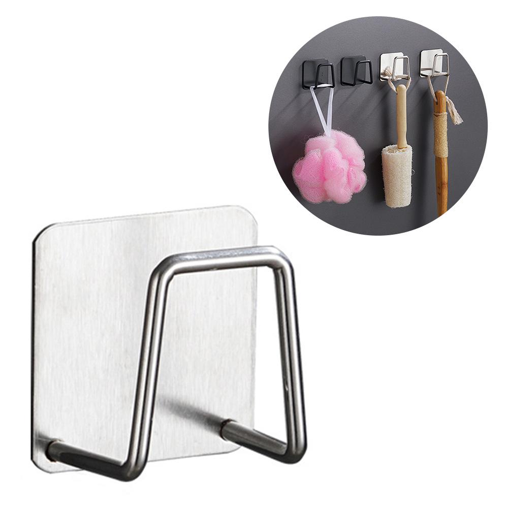 Kitchen Sponges Holder Stainless Steel Sink Shelf Self Adhesive Sink Kitchen Hook Hanger Accessories Storage Organizer Wall Hook