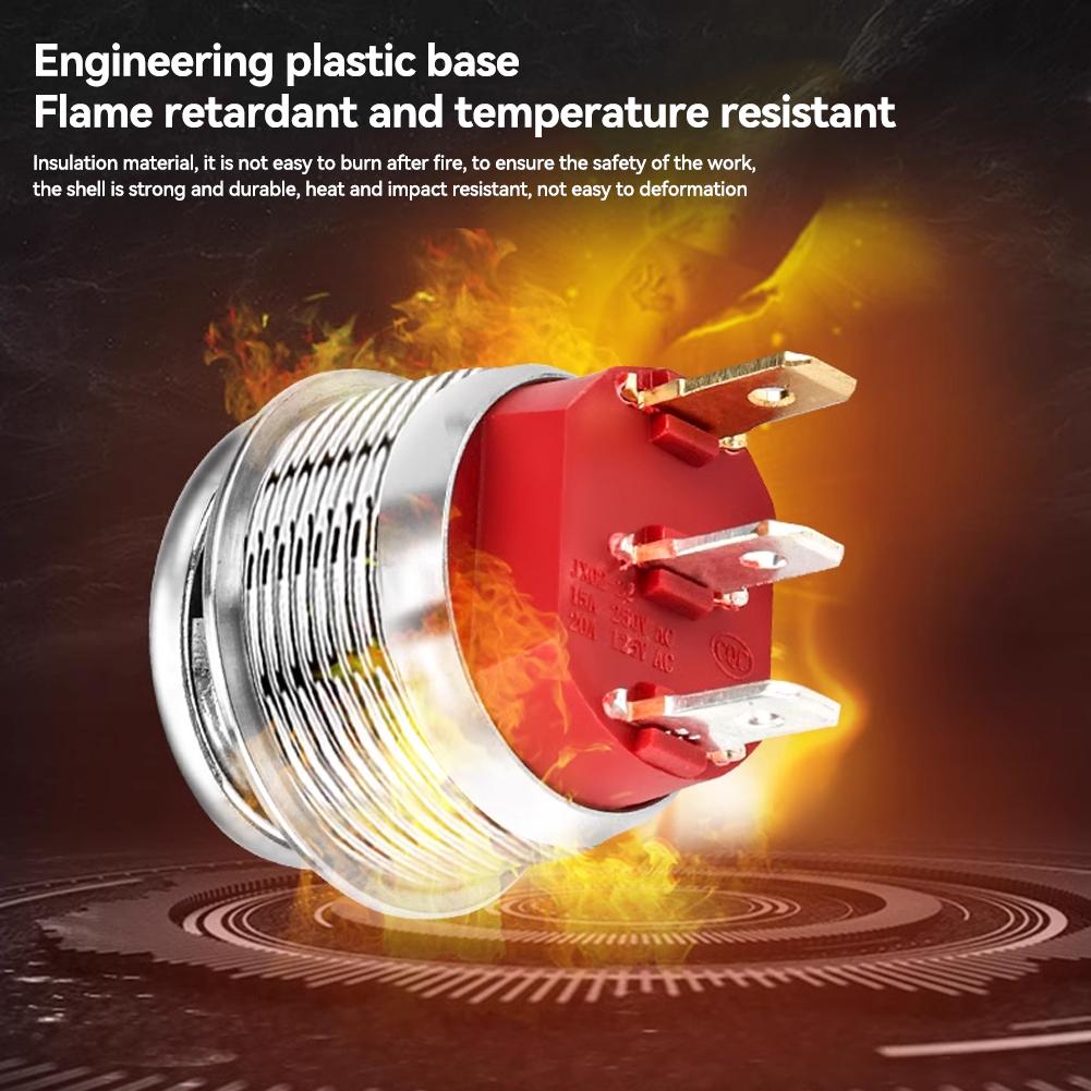 12V-24V 20A Car 22mm Switches Button Round Shape Rocker Switch Stainless Steel Self-locking Two Positions Button ON-OFF 3 Pins Battery Switches5
