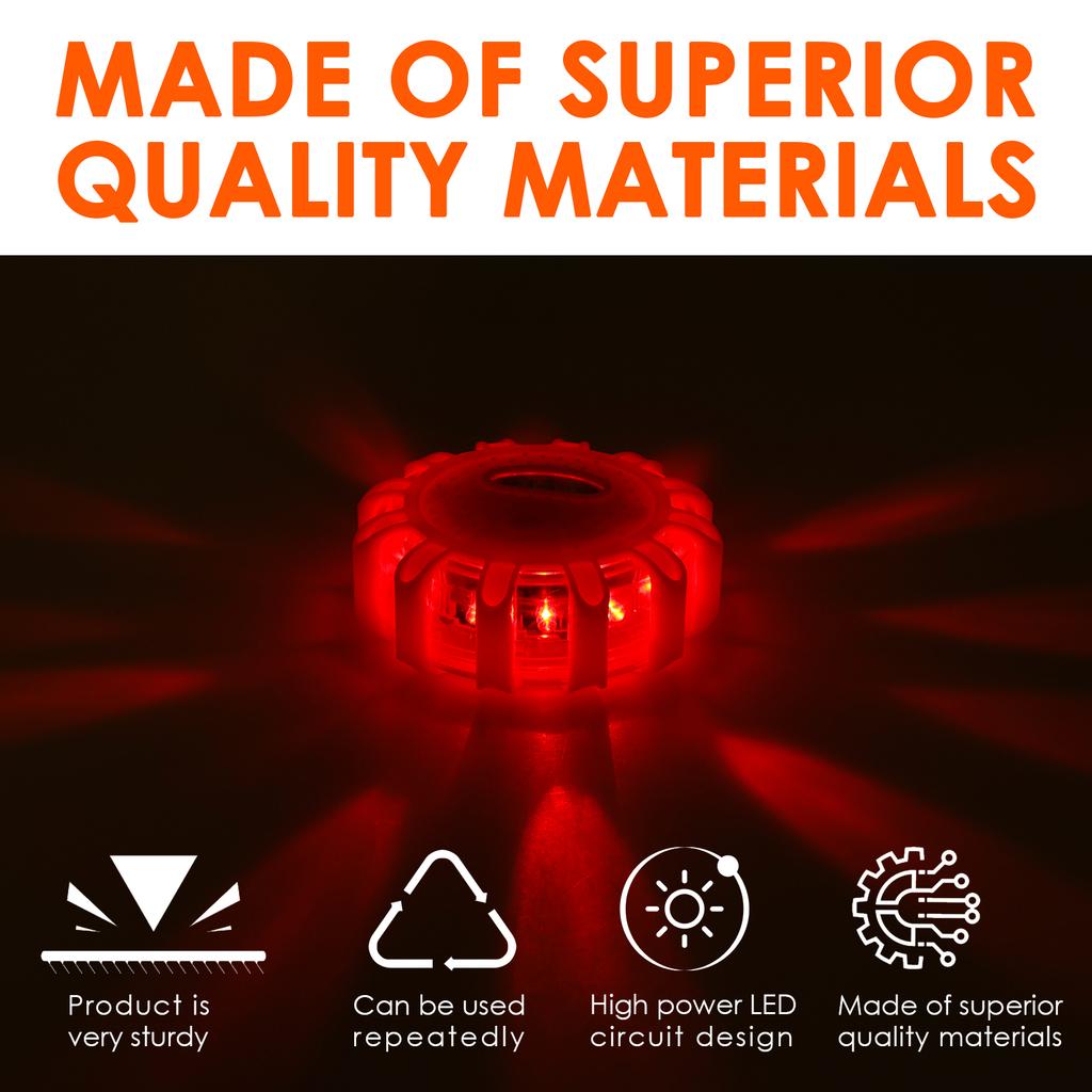 3pcs LED Road Emergency Lights Roadside Warning Car Safety Flashing Warning Light Flare Kit with Magnetic Base and Hook