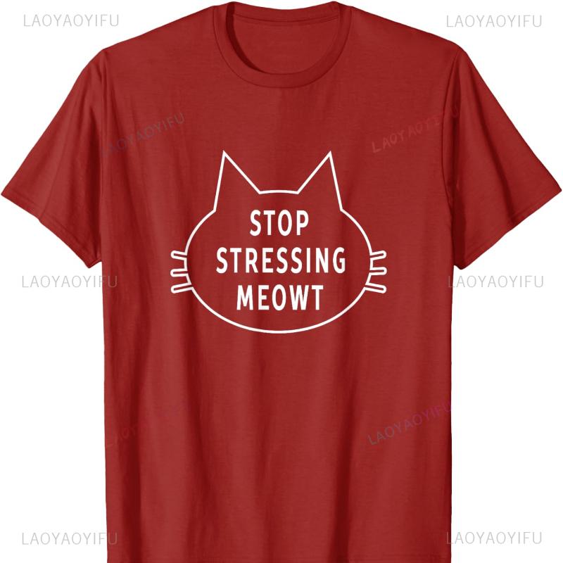 Stop Stressing Meowt Cat Animal T-Shirt for Women Girls Tees Graphic T Shirts Oversized TShirt Gothic Y2k Top T Shirt Women Tops S разноцветный