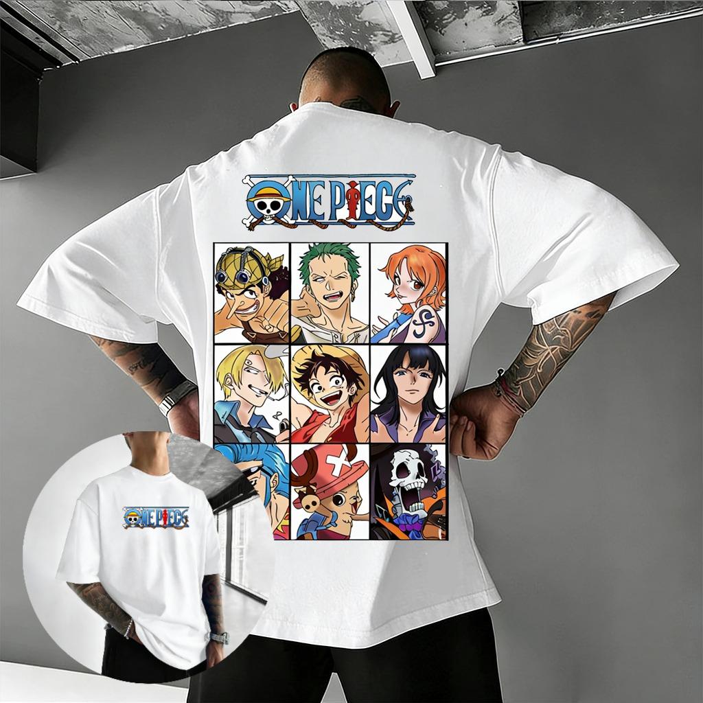 2026 Summer Y2k One Piece Anime T Shirt Men Women Luffy Zoro Nami Print Cotton Short Sleeve Tee Streetwear Casual Graphic Tops