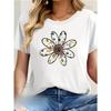 European Size Floral Print Elegant Women's  Heavyweight  Short Sleeve T-Shirt - Holiday & Graduation Outfit, Autumn/Winter New Arrival