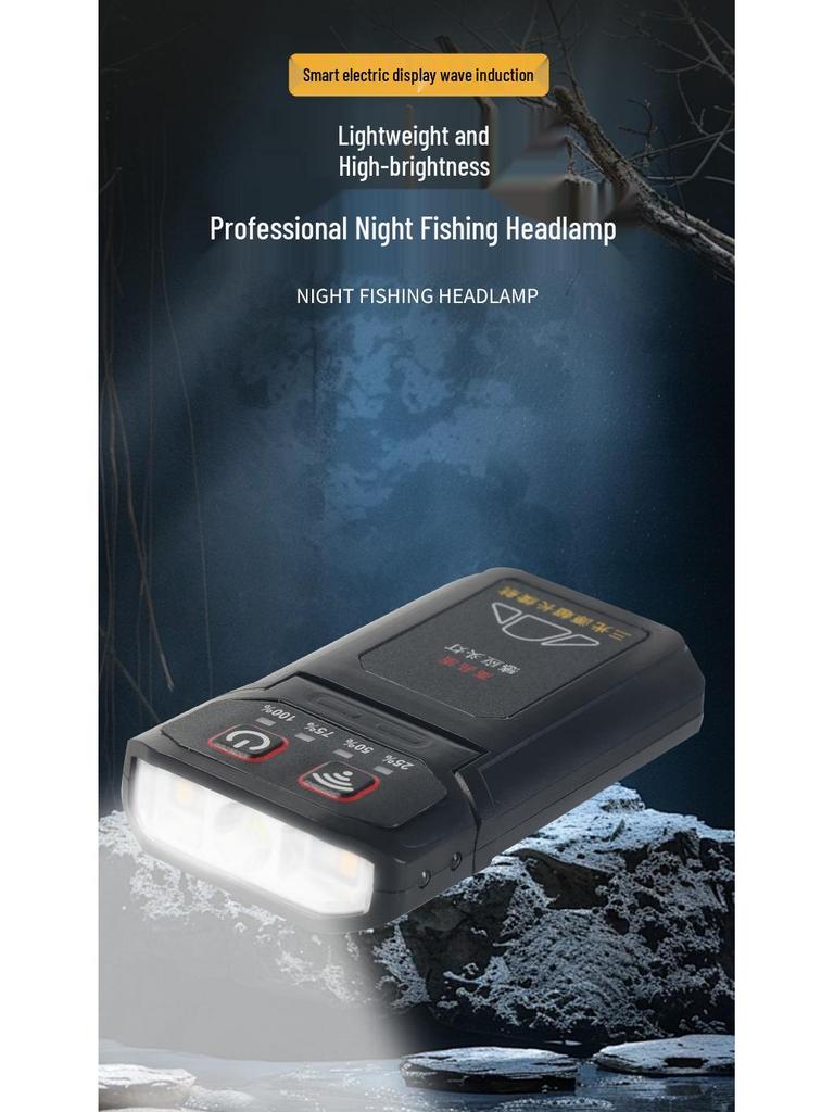 Yellow Light Induction Headlamp: Long Battery Life, Lithium Battery, Clip-On, Red Light Option for Night Fishing