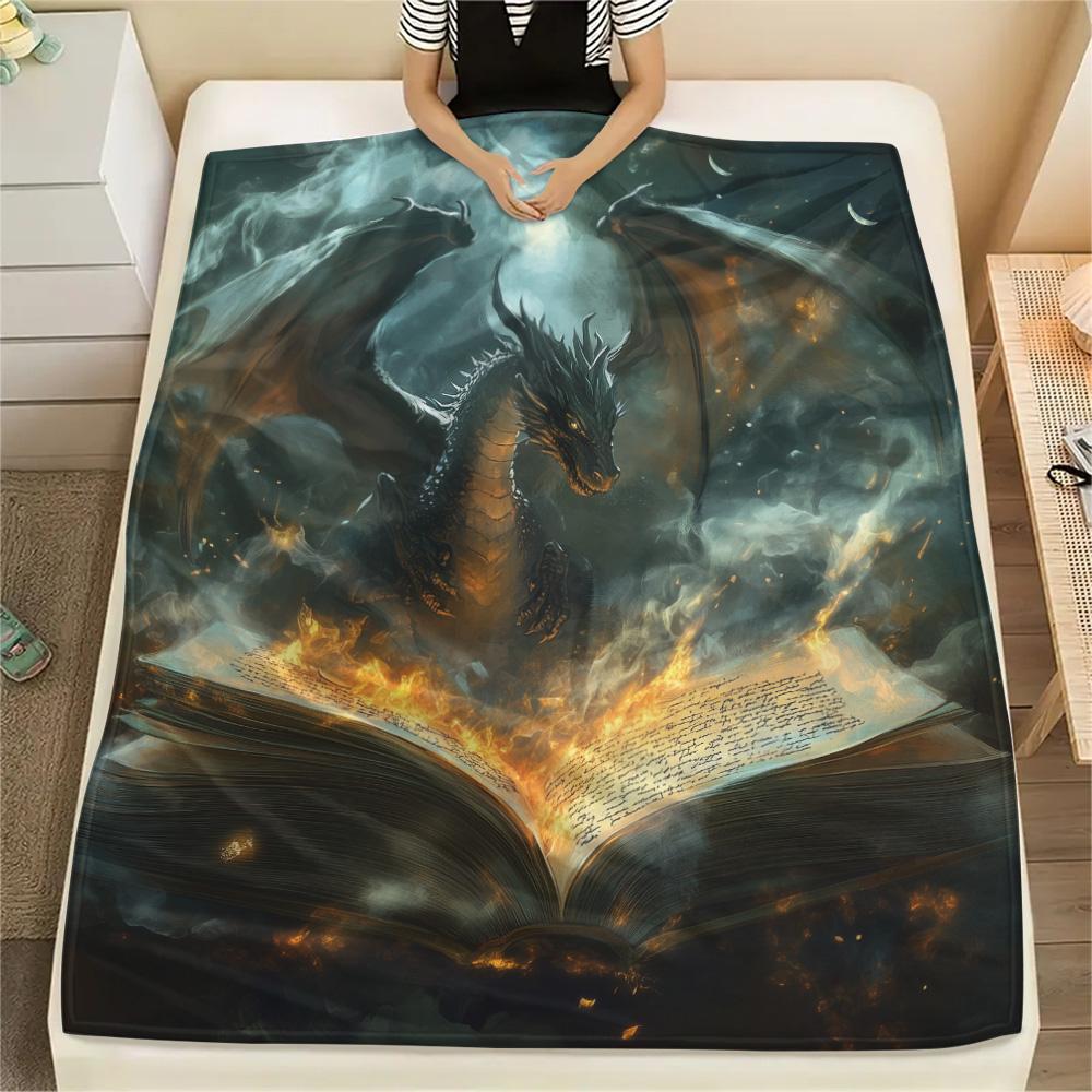 Winged Dragons Print Flannel Blanket, High quality Comfortable for All Seasons, Home Decor, Warmth and Comfort