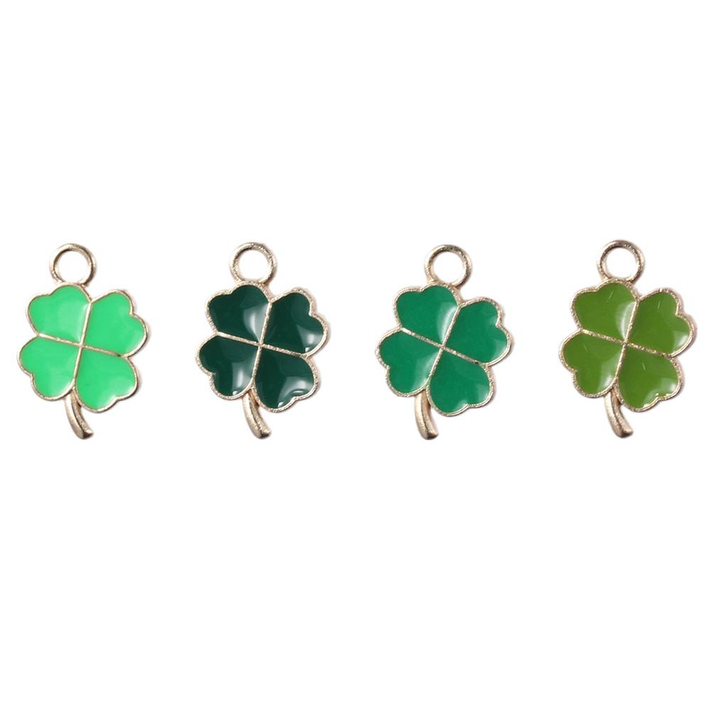 48pcs 11x18mm Alloy Mini Lucky Leaf Charms Four Leaf Clover Shamrock Charms  for DIY Crafts