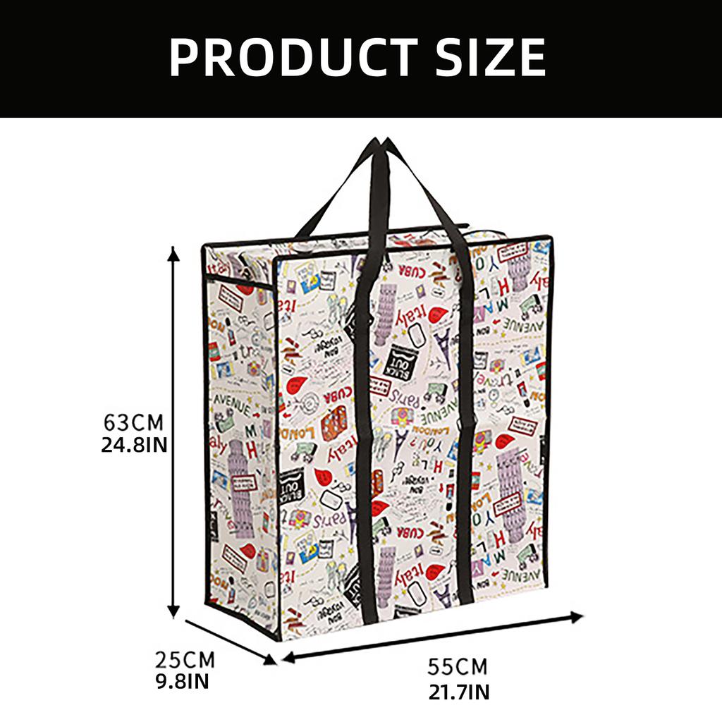 Effective Storage Bag with Zippers and Handle User Friendly Shopper Bag with Zippers Large Fabric Storage Handbag