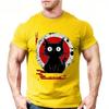 Summer Round Neck 3D Japanese Black Anime Cat Pattern Print Top Fashionable Casual Short Sleeved Men's T-shirts