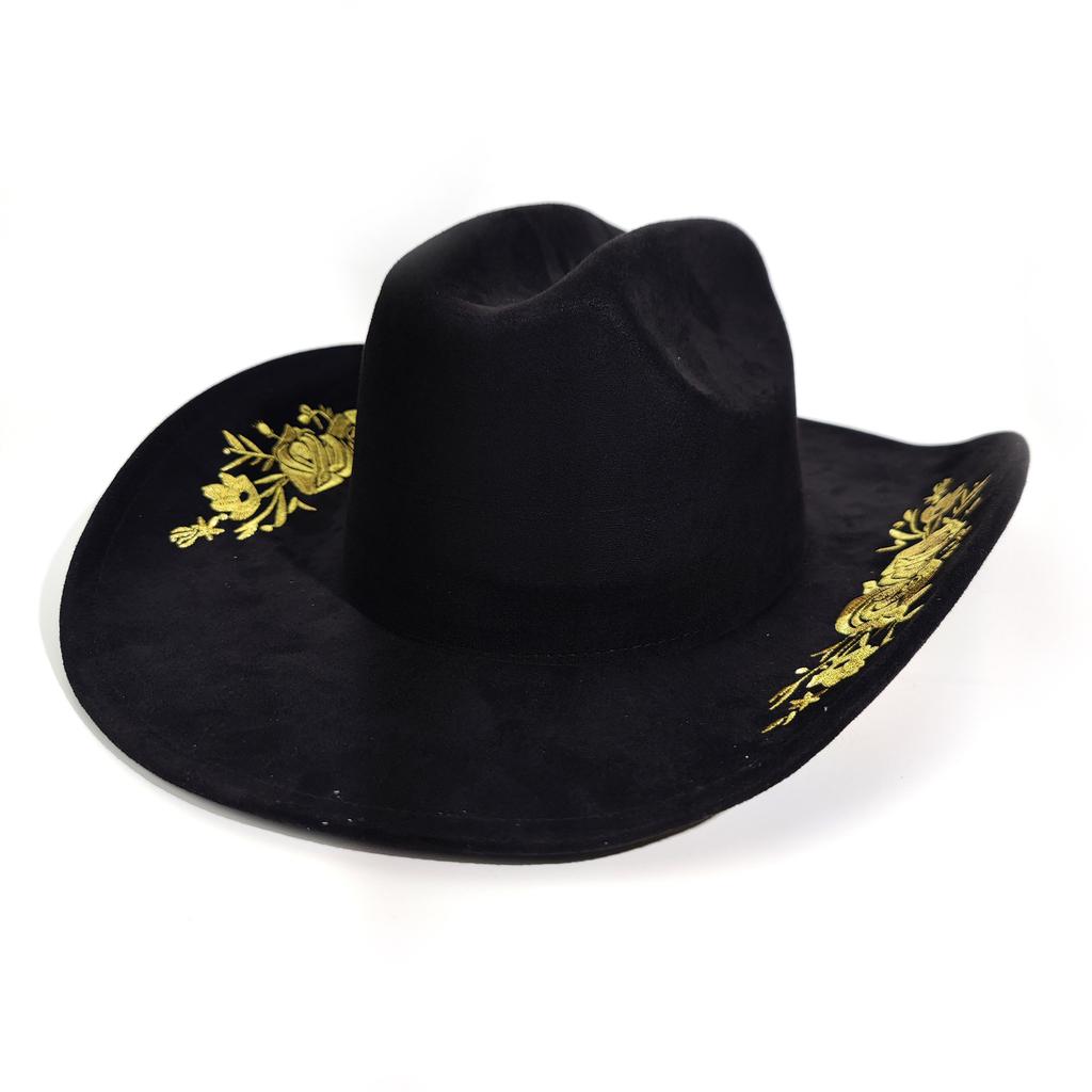 Western Denim Hat Powder Exquisite Three-Dimensional Embroidered Top Hat Versatile Outdoor Travel Jazz Hat