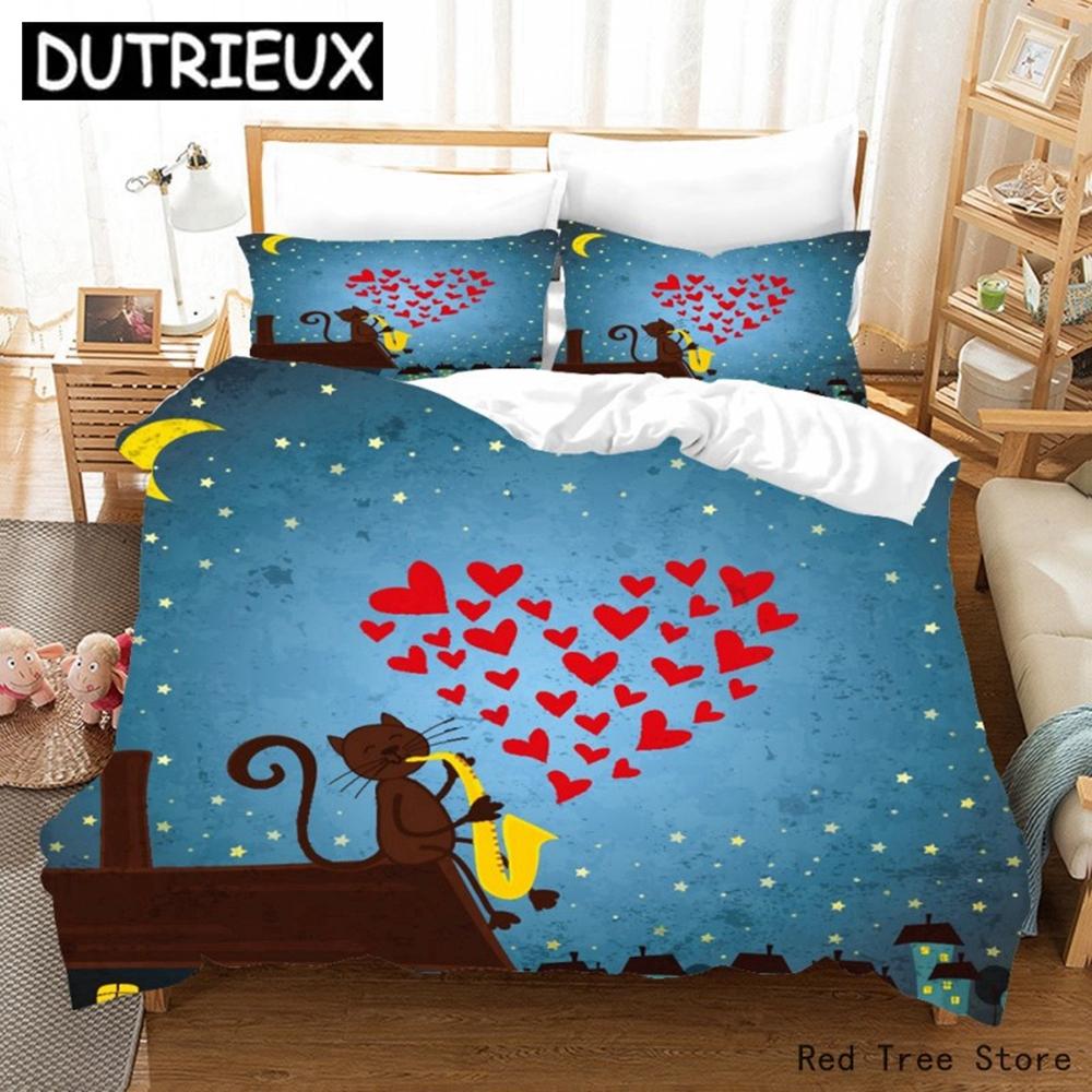 

Comforter Bedding Sets Cute Cats And Butterfly Printing Bed Cover 135*200cm Size Duvet Cover Quilt 2/3 Piece Kids Home Decor (135x200cm)