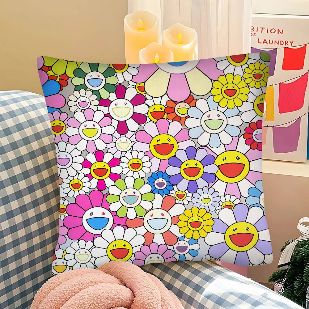 M Murakami Takashi A An Homage To Monopink 1960 Pillow Case Square Pillow Bedroom Sofa Leisure Comfort Cushion Car