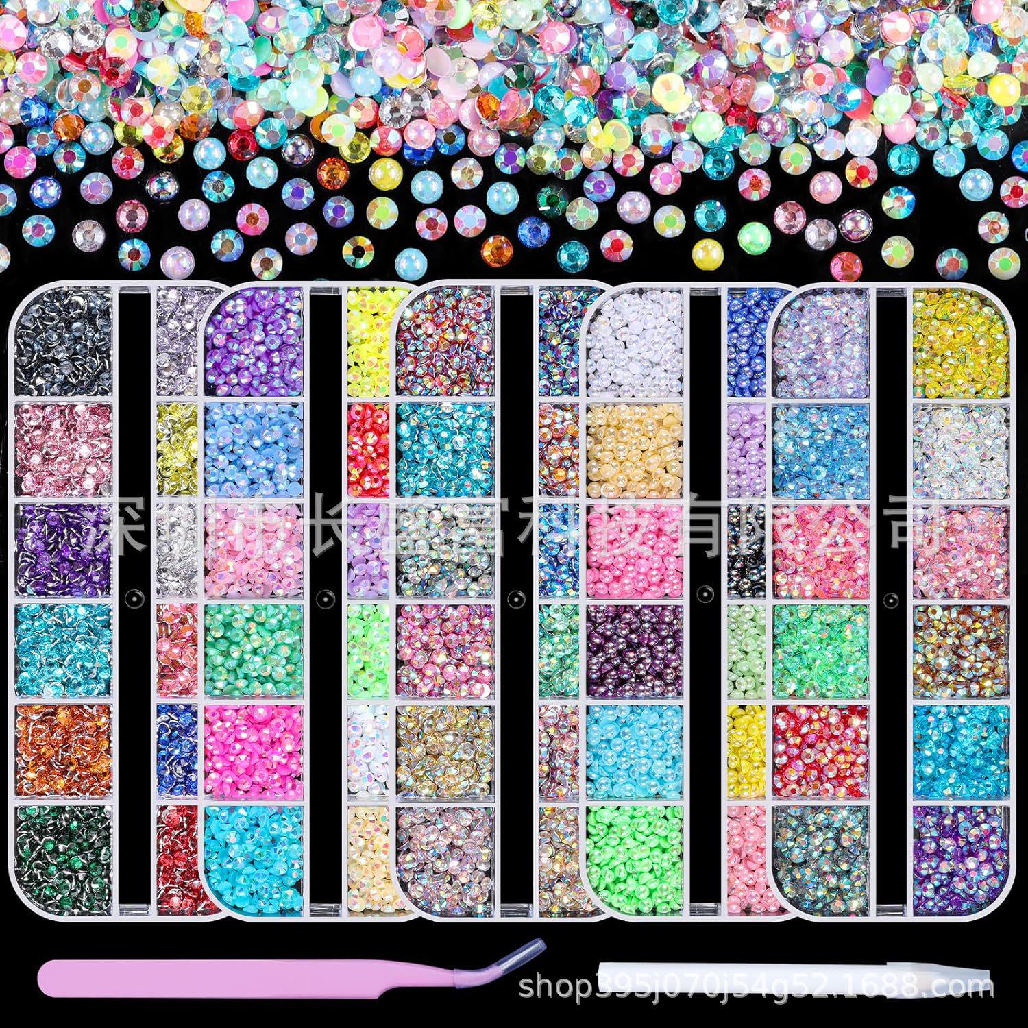 12 Grid 3mm Flat Bottom Jelly Rhinestones for Nail Art & Phone Case Decoration