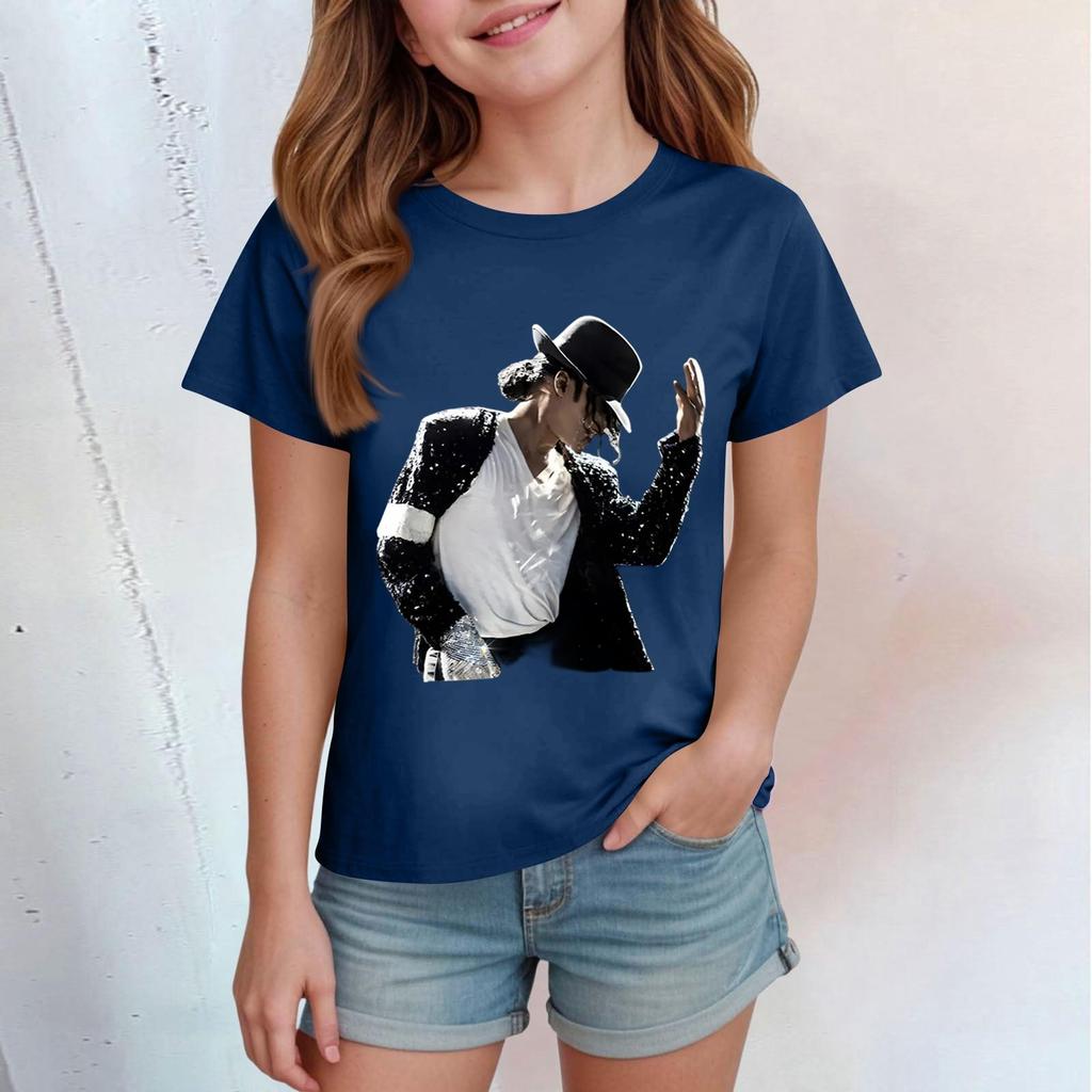 Kids Print Round Neck Short Sleeve Casual T-shirt