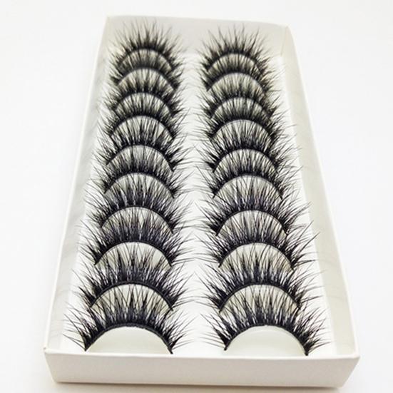 10Pairs False Eyelashes Thick Reusable Synthetic Fiber Naturals Cruelty-Free False Lashes for Daily Life
