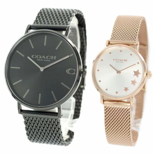Coach Charles & Perry Pair Watch Storage Box for Men and Women, Black and Pink Gold, 1460214814503520