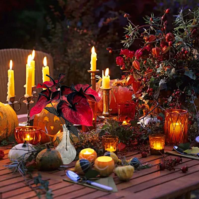 Halloween Artificial Leaves Ornament Silk Flower Desktop Table Multiple Colors Flower Arrangement Party Decoration