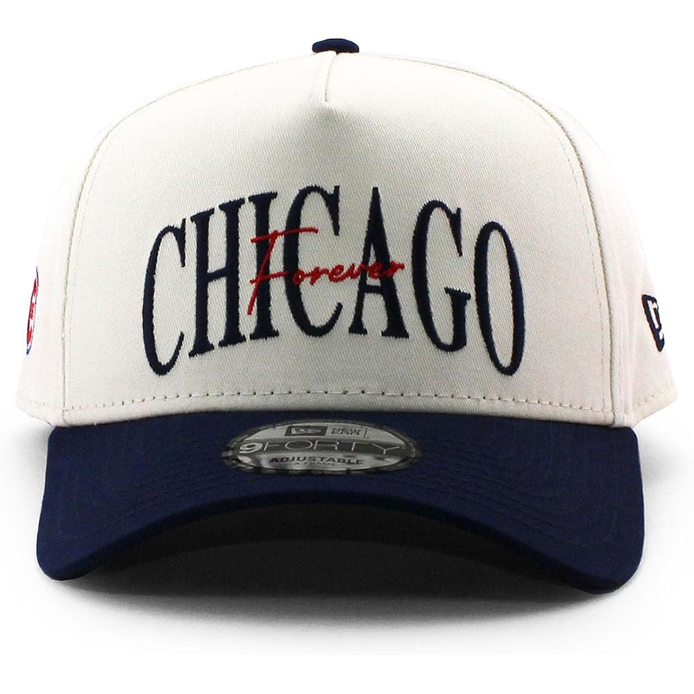 New Era Alice & Wonder Collaboration 9FORTY Snapback Cap Cream Navy Chicago Cubs Unisex Hat