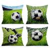 4er-Set Grüne Wiese und Fußball Kissen Kissenbezug Polyester Kissenhülle Zierkissen Kissenbezug Haus Auto Sofa Dekor