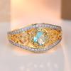 Vintage Inlaid White Blue CZ Women's Ring Gorgeous Two Color Hand Carving Daily Wear Party Jewelry Anniversary Gift