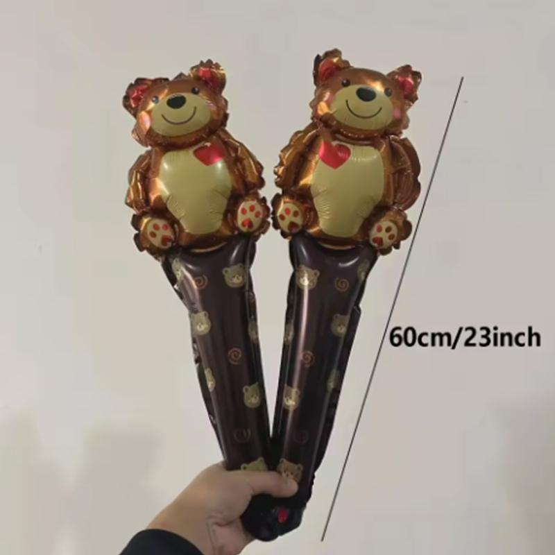 5 Pieces, 23.6 Inch Heart-shaped Inflatable Aluminum Film Handheld Sticks, Birthday Decoration Balloons, Wedding Decoration Balloons